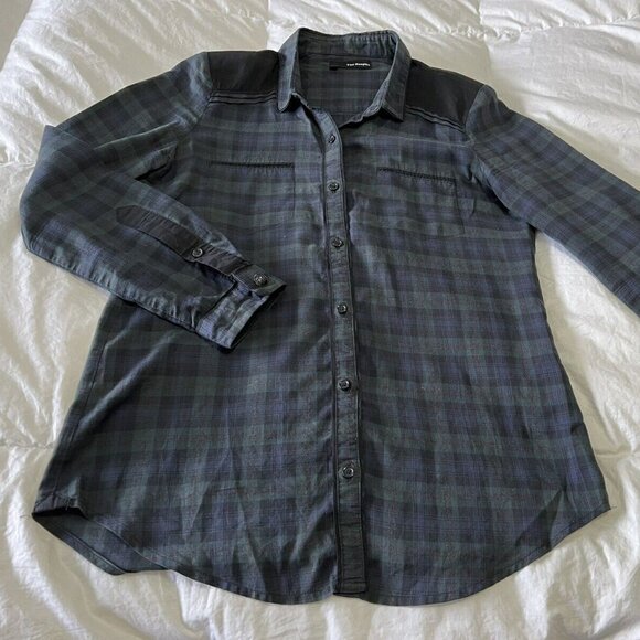 The Kooples Tops - The Kooples Blue Plaid Blouse~ Padded Shoulders~ Size Small Western Vibe.   Nice
